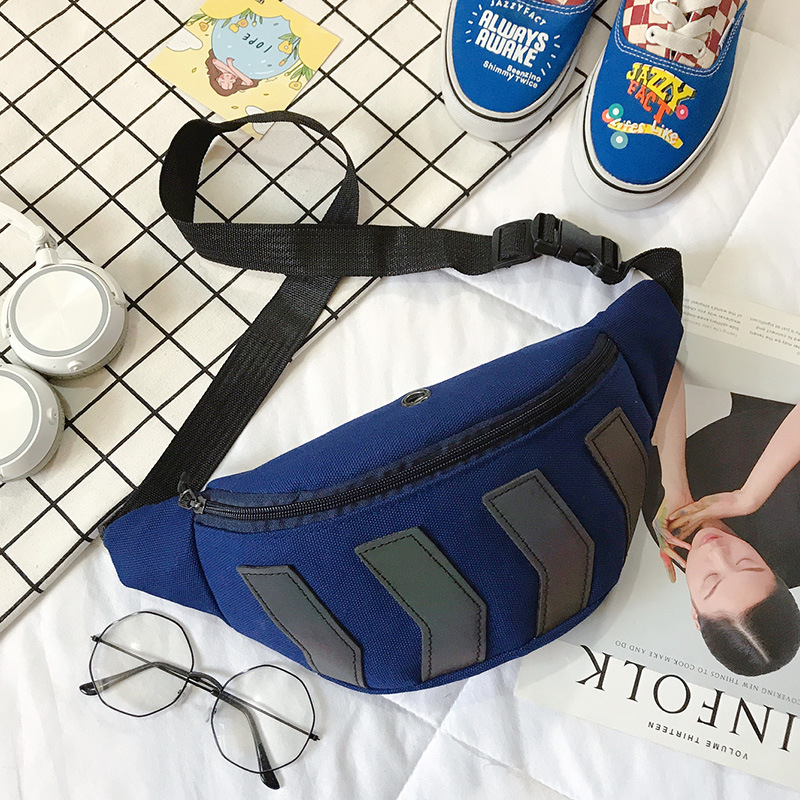 Men Fashion Reflective Fanny Pack Crossbody Purse Running Sports Canvas Waist Pack Men's Waist Bag