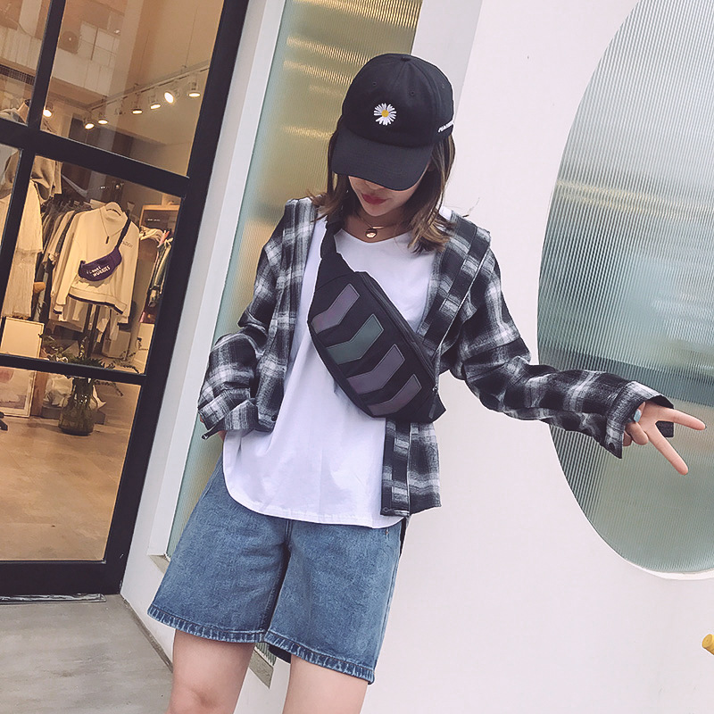 Men Fashion Reflective Fanny Pack Crossbody Purse Running Sports Canvas Waist Pack Men's Waist Bag