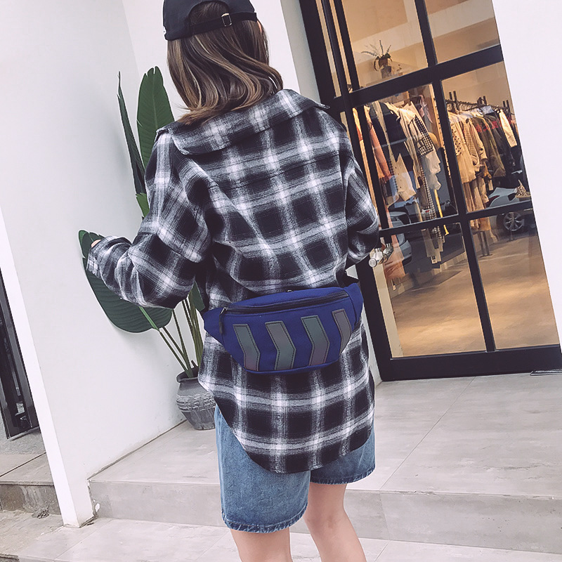 Men Fashion Reflective Fanny Pack Crossbody Purse Running Sports Canvas Waist Pack Men's Waist Bag