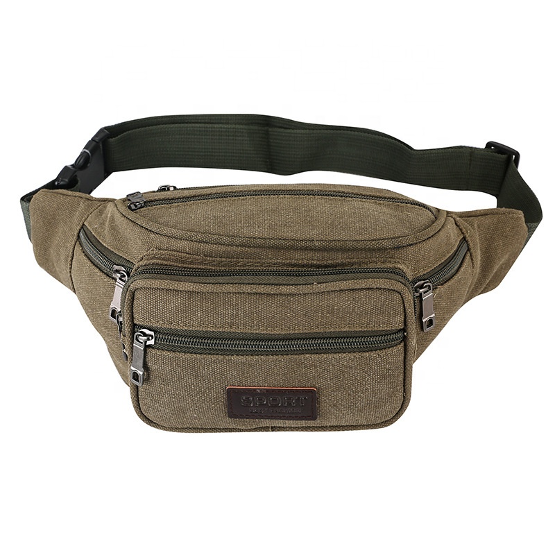Korean Outdoor Sports Chest Bag Casual Canvas Men's Waist Bag Leather Men Clutch Bag Handbag