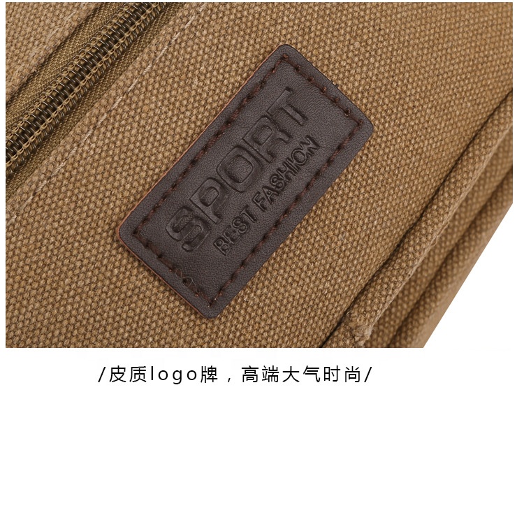 Korean Outdoor Sports Chest Bag Casual Canvas Men's Waist Bag Leather Men Clutch Bag Handbag