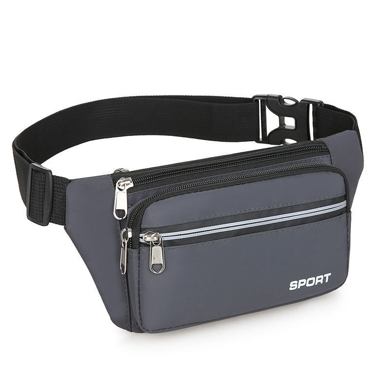 YBN Sport Grey Water-resistant Durable Nylon Fanny Pack Waist Bag with 5 Pockets for Men Women