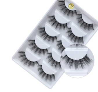 3D Mink Fur Fake Eyelashes 5 Pairs Natural Dense Fake Eyelashes