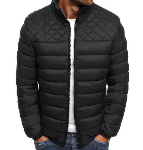    Men Jacket Coat Winter Solid Color Warm Parka Fashion Cotton Casual Outwear Down Jacket