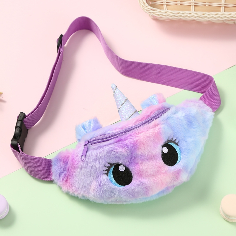 Children's Fanny Pack Unicorn Plush Toys Belt Gradient Color Chest Bag