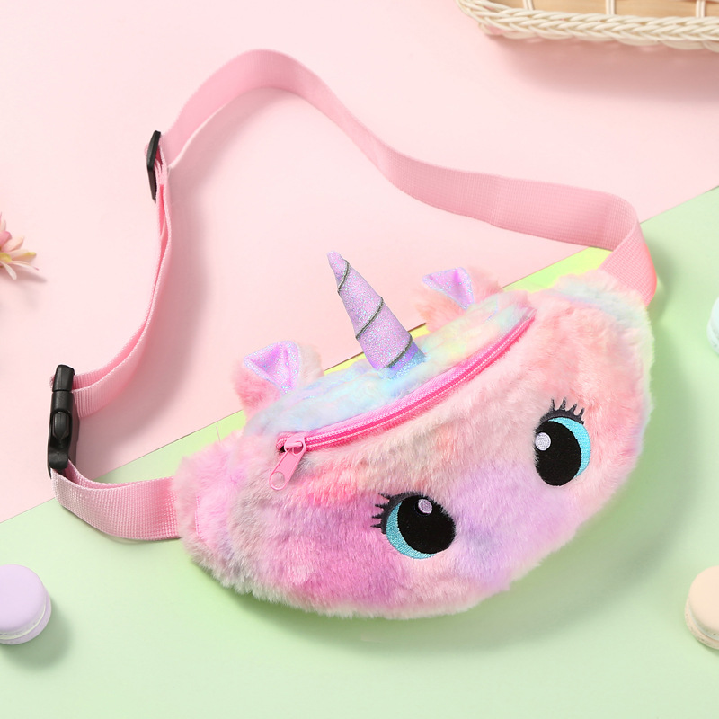 Children's Fanny Pack Unicorn Plush Toys Belt Gradient Color Chest Bag