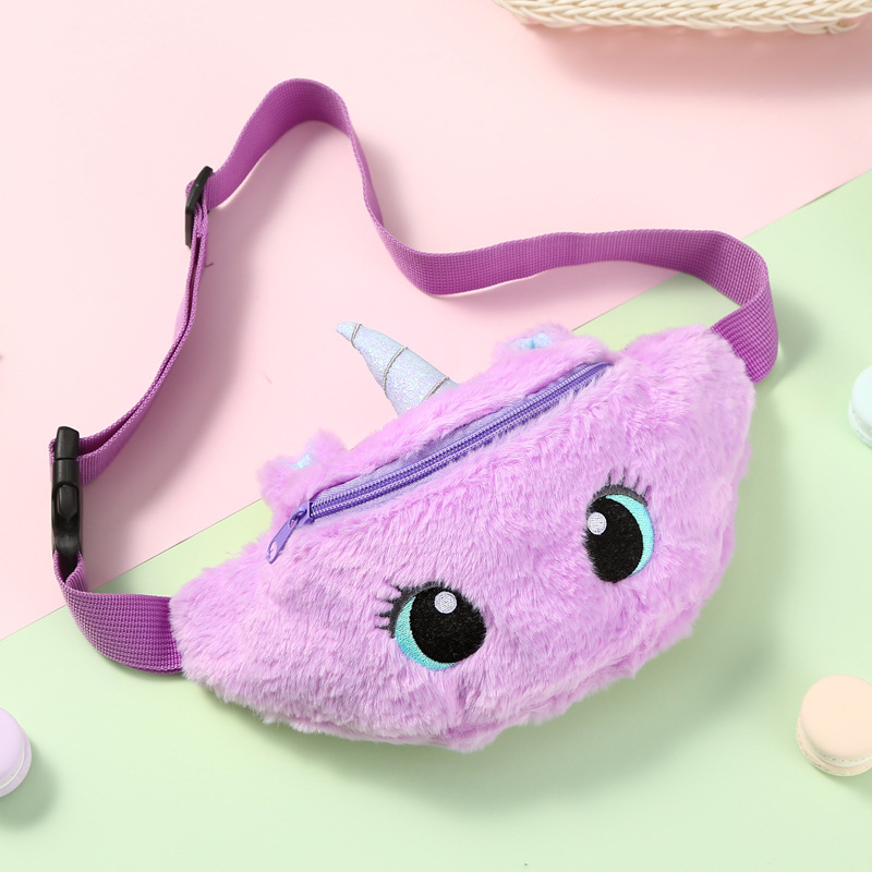 Children's Fanny Pack Unicorn Plush Toys Belt Gradient Color Chest Bag