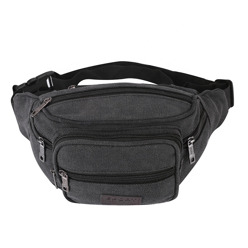 Korean Outdoor Sports Chest Bag Casual Canvas Men's Waist Bag Leather Men Clutch Bag Handbag