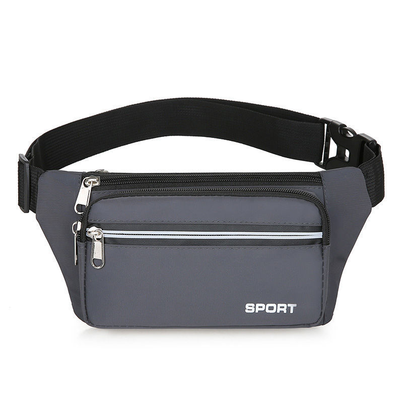 YBN Sport Grey Water-resistant Durable Nylon Fanny Pack Waist Bag with 5 Pockets for Men Women
