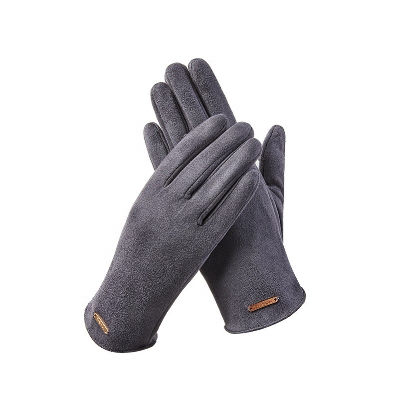 New Style Women's Winter Plush Warm Cute Suede Touch Screen Riding Driving Gloves
