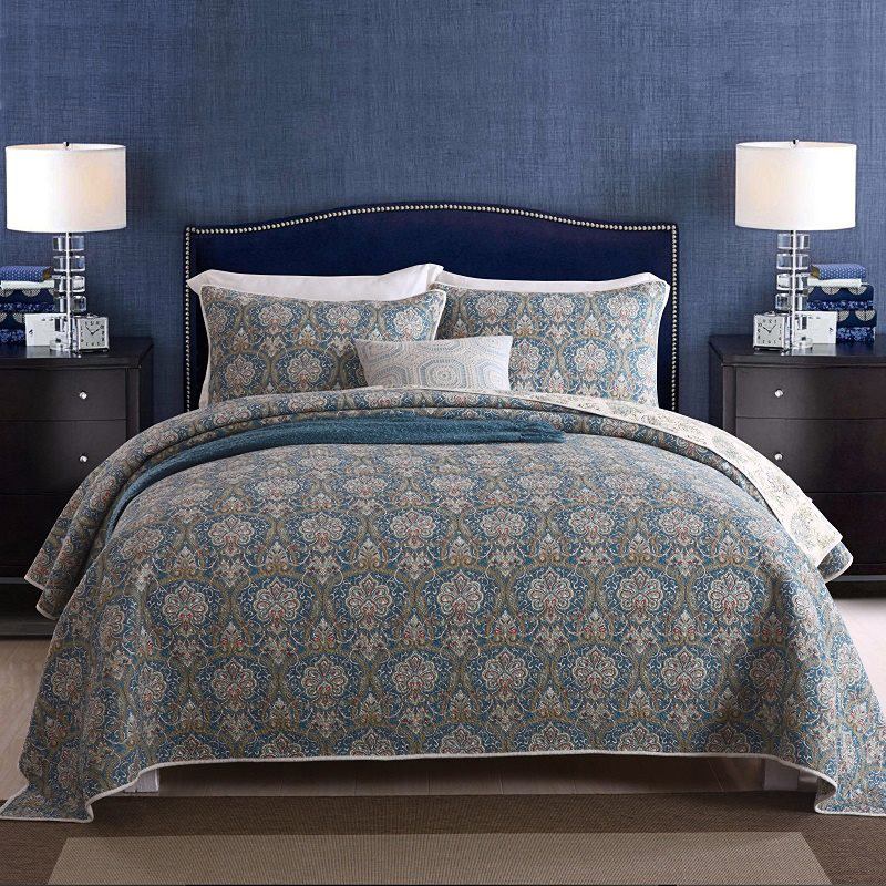 Home Cotton Queen Size 3-Piece Reversible Patchwork Coverlet Set Turkish Bedspread For Bed