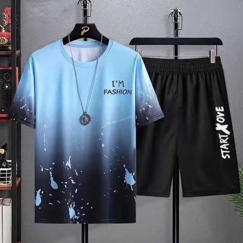 New Leisure Short-sleeved Sports Wear Suit Men's Summer Thin T-shirt&Shorts Two Piece Set