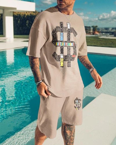 Hot Style  Size Soft and Comfortable Short-sleeved Men's Two-piece Suit