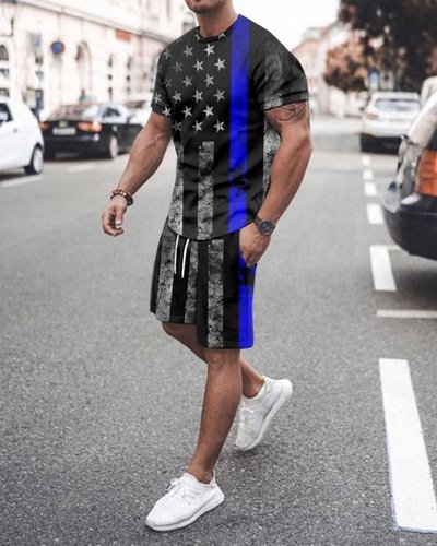 Hot Style  Size Soft and Comfortable Short-sleeved Men's Two-piece Suit