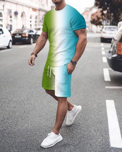 Hot Style  Size Soft and Comfortable Short-sleeved Men's Two-piece Suit