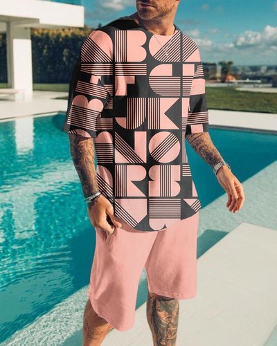 Hot Style  Size Soft and Comfortable Short-sleeved Men's Two-piece Suit