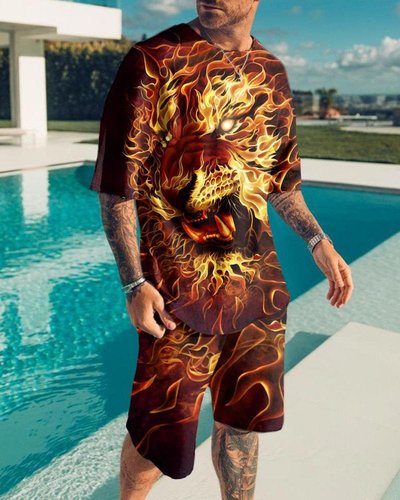Hot Style  Size Soft and Comfortable Short-sleeved Men's Two-piece Suit