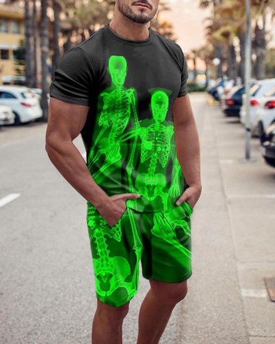 Hot Style  Size Soft and Comfortable Short-sleeved Men's Two-piece Suit