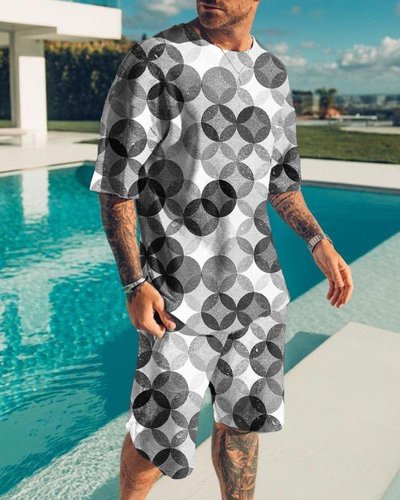 Hot Style  Size Soft and Comfortable Short-sleeved Men's Two-piece Suit