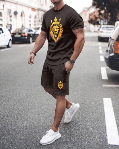 Hot Style  Size Soft and Comfortable Short-sleeved Men's Two-piece Suit