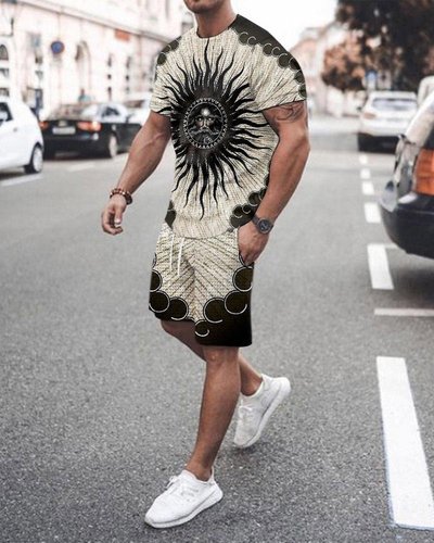 Hot Style  Size Soft and Comfortable Short-sleeved Men's Two-piece Suit