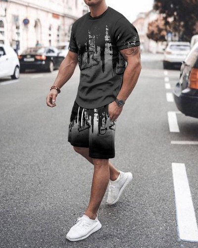 Hot Style  Size Soft and Comfortable Short-sleeved Men's Two-piece Suit