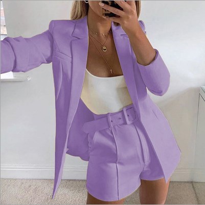 Candy colors Casual blazer top Suit shorts ladies two-piece suit suits set for women jacket