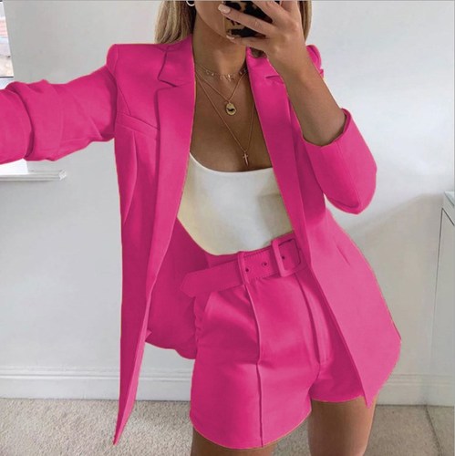 Candy colors Casual blazer top Suit shorts ladies two-piece suit suits set for women jacket