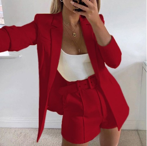 Candy colors Casual blazer top Suit shorts ladies two-piece suit suits set for women jacket