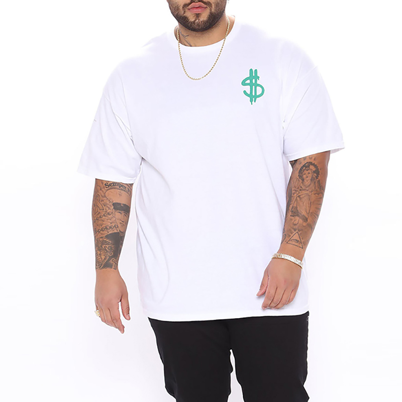 Silk Screen Printed Cotton Shirts White Short Sleeve Men's T Shirts