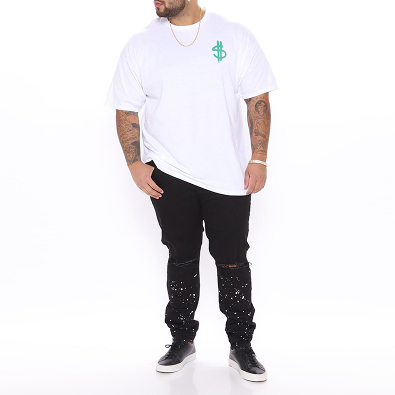 Silk Screen Printed Cotton Shirts White Short Sleeve Men's T Shirts