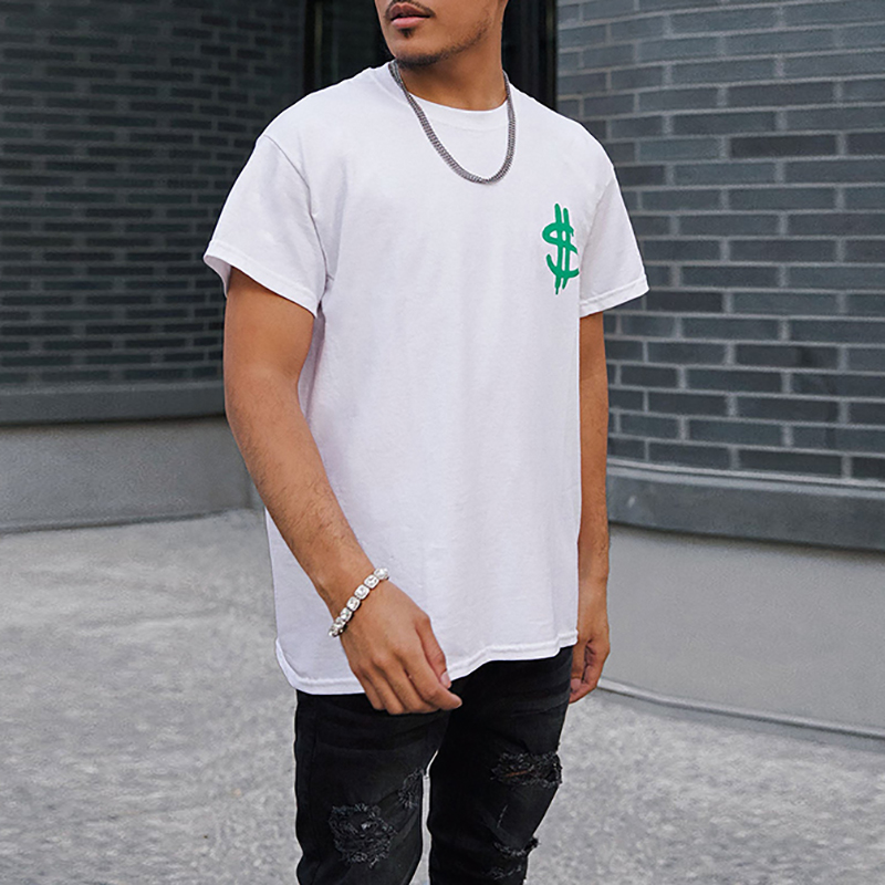 Silk Screen Printed Cotton Shirts White Short Sleeve Men's T Shirts