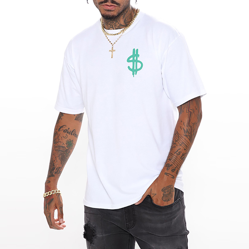 Silk Screen Printed Cotton Shirts White Short Sleeve Men's T Shirts