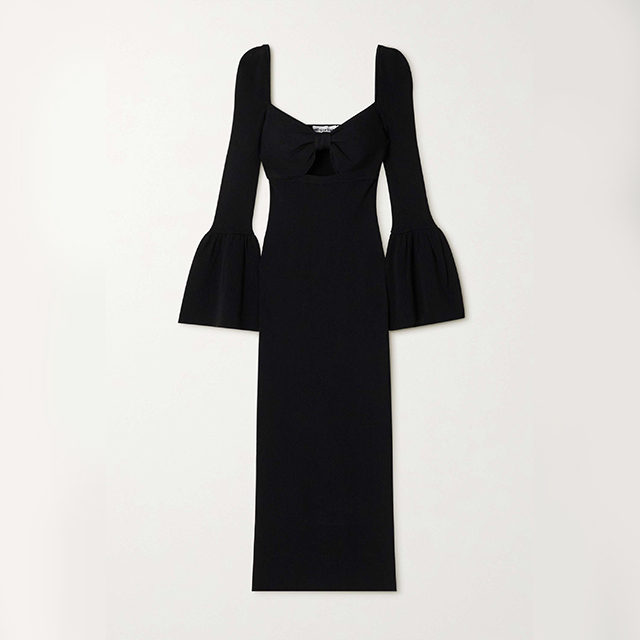 Knitwear mufacturers Black Cutout ribbed-knit midi sweater dress women clothing