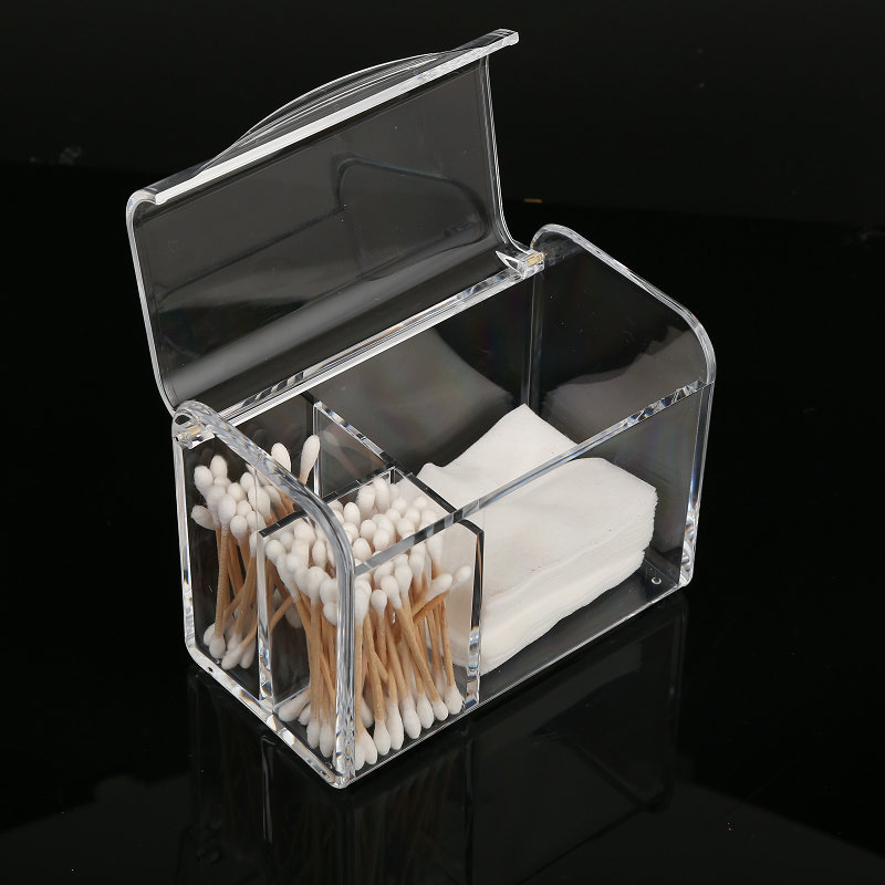 3 Compartment Plastic Apothecary Jars Bathroom Organization Cosmetic Pads Container Cotton Swab Holder Container