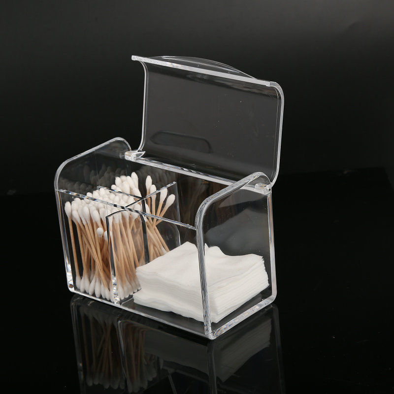 3 Compartment Plastic Apothecary Jars Bathroom Organization Cosmetic Pads Container Cotton Swab Holder Container
