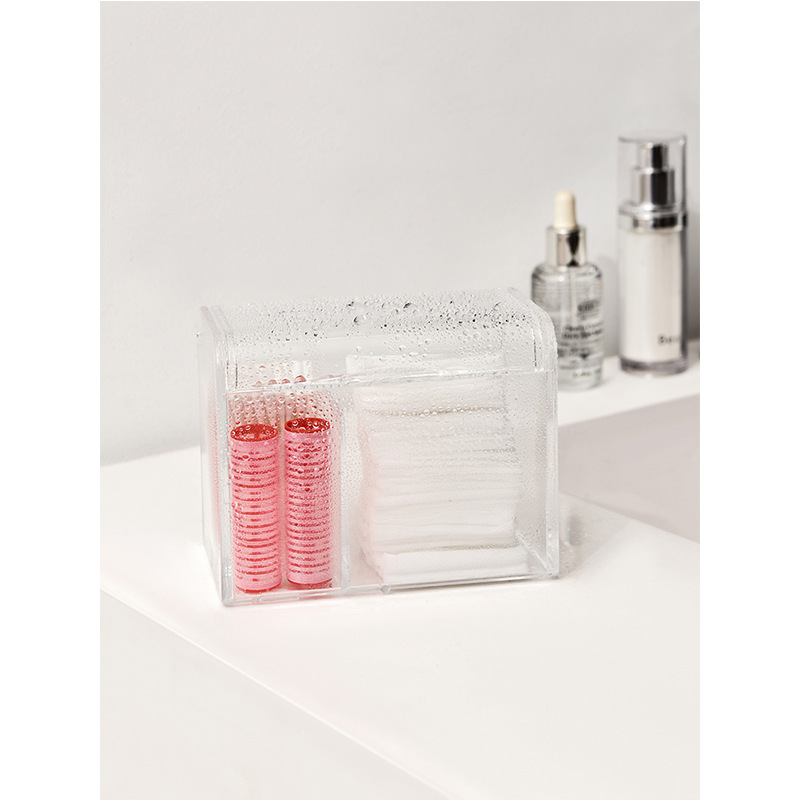 3 Compartment Plastic Apothecary Jars Bathroom Organization Cosmetic Pads Container Cotton Swab Holder Container