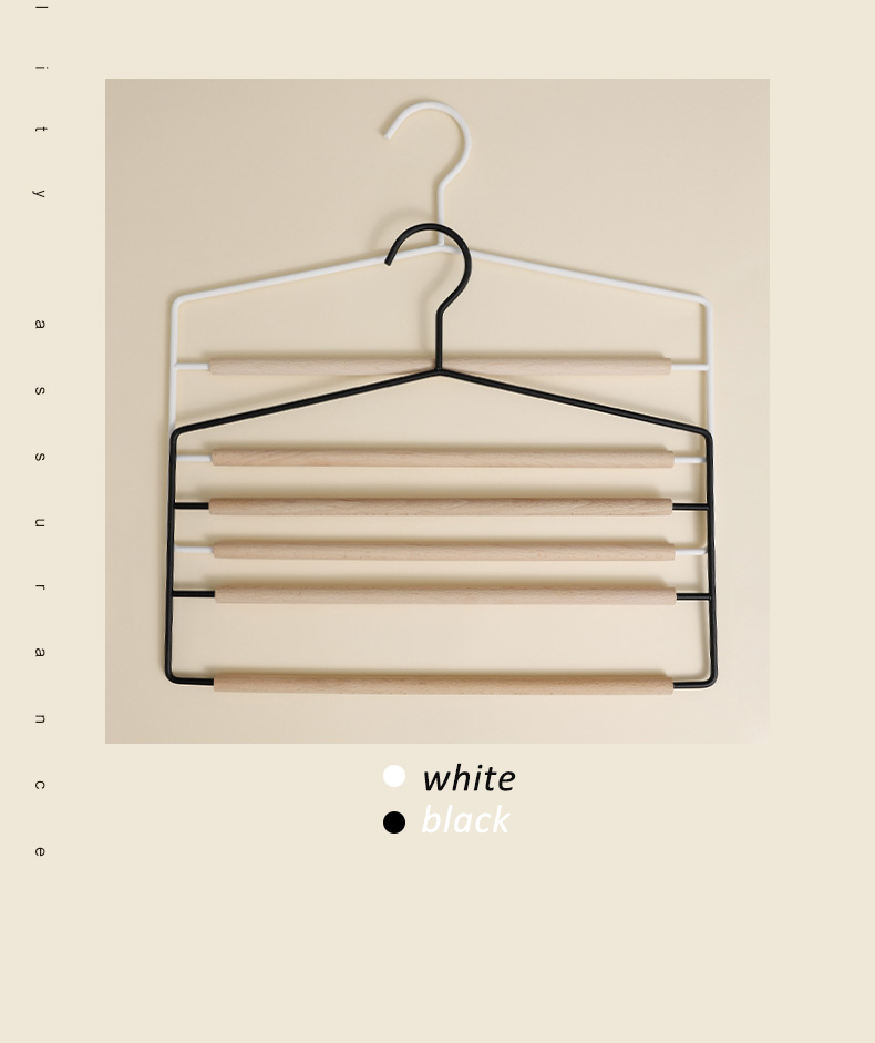LAVINIA HOME Household Products Creative Black White Clothes Pants Metal Hangers with Wood Bar for Home Hotel Shop