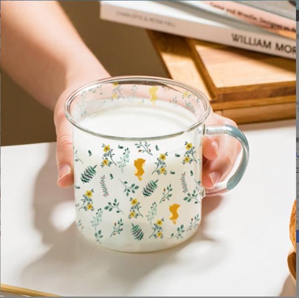 2023 hot sale breakfast Cup heat-resistant glass milk breakfast cup with handle mug