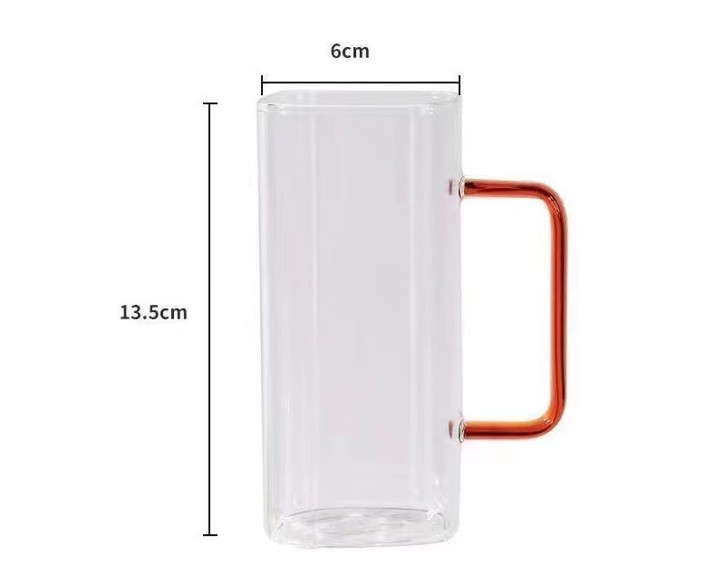   printed high borosolicate glass milk tea coffee mugs measure cup with handle