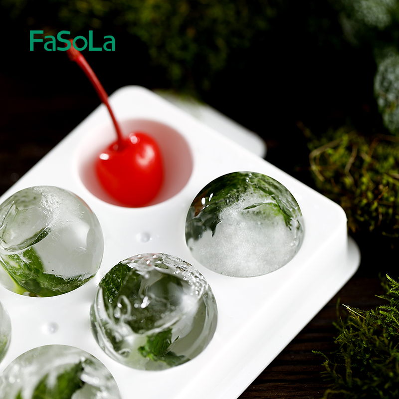 FaSoLa BPA-Free Stocked PP Ice Cube Trays Round Ice Ball Mold Spheres Ice Maker for Freezer with Lid 3 and 10 Round Whit