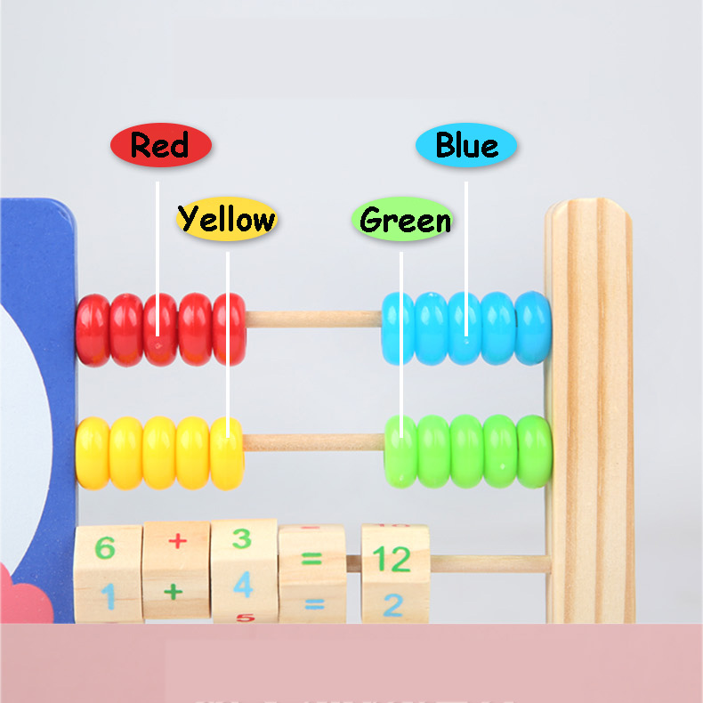 Kids Montessori Mathematical Wooden Abacus Toys with Clock for Children Time Math Learning Preschool Educational Wood To