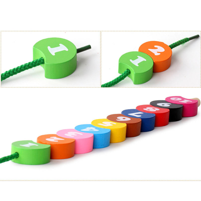  Children Montessori Educational Toys Color Animals  Number Stringing Beading Math Toys Learn Puzzle Wooden Toy