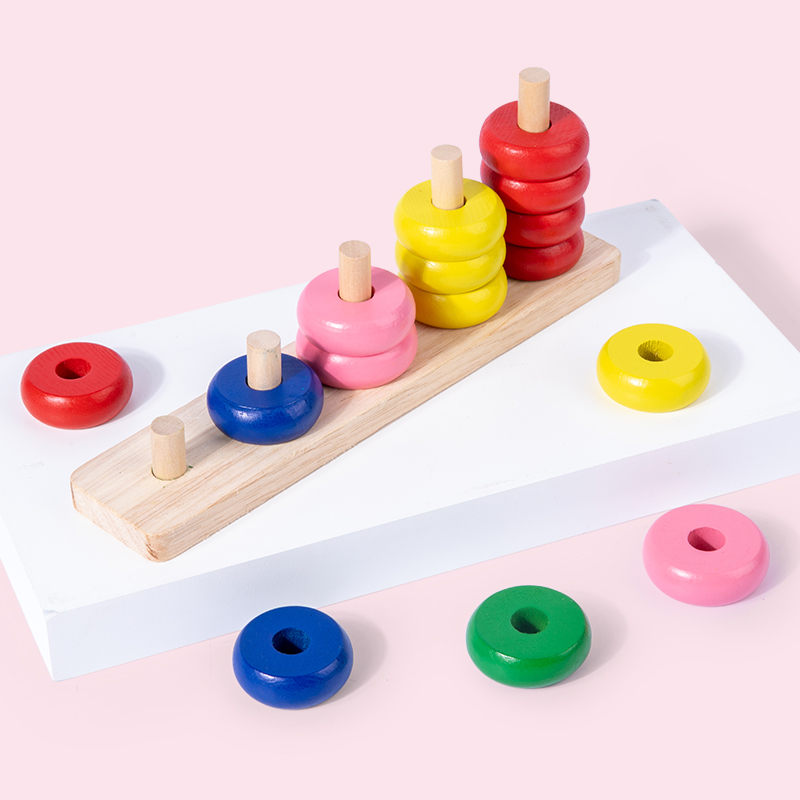 Wooden Counting Stacker Count and Sort Stacking Tower Kids Color Cognitive Toys Preschool Education Learning Toy Childre