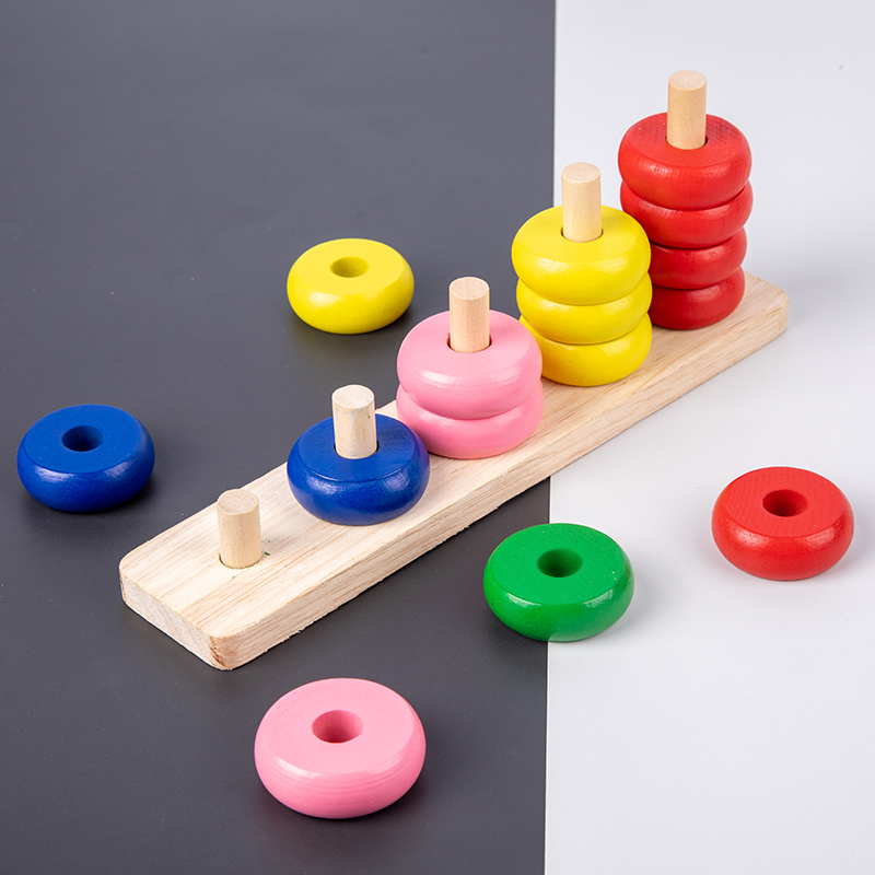 Wooden Counting Stacker Count and Sort Stacking Tower Kids Color Cognitive Toys Preschool Education Learning Toy Childre