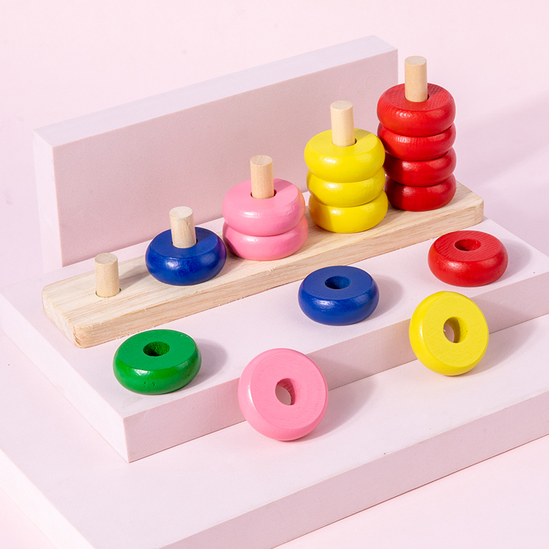 Wooden Counting Stacker Count and Sort Stacking Tower Kids Color Cognitive Toys Preschool Education Learning Toy Childre