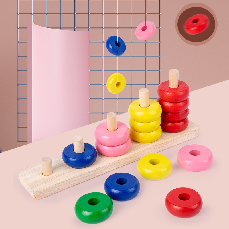 Wooden Counting Stacker Count and Sort Stacking Tower Kids Color Cognitive Toys Preschool Education Learning Toy Childre