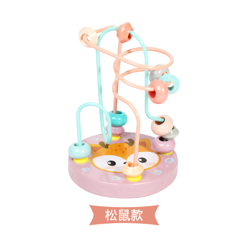 Cheap Kids Educational Toys Animal Wooden Mini Maze Beads Toys