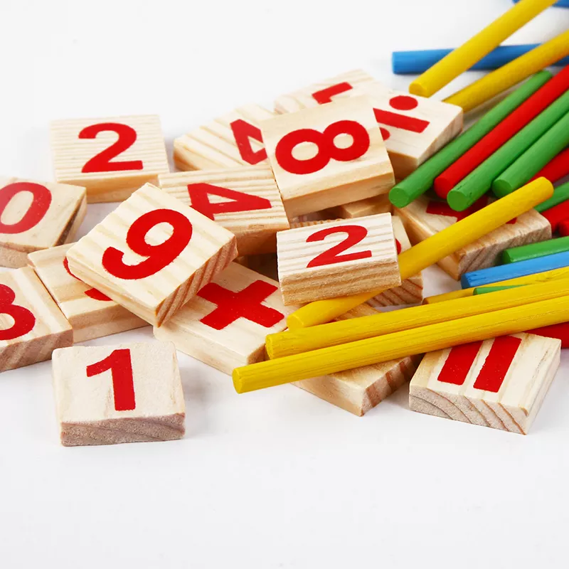 Counting Stick Calculation Math Educational Toy, Wooden Number Cards and Color Rods Box  Wooden Mathematical Intelligenc