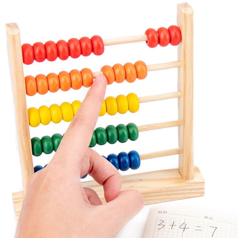 Preschool Math Learning Toy Classic Wooden Educational Counting Toy 5 Rows With 50 Beads Learning Mathematics Abacus for